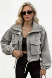 Houndstooth Zip-Up Crop Jacket