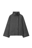 Mock Neck Contrast Stitch Button Front Jacket