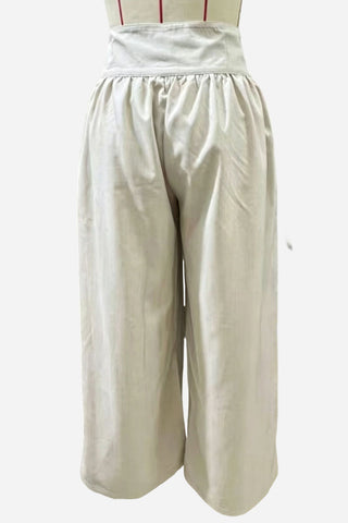 Button Front High Waist Wide Leg Pants