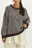 Striped Contrast Trim Crew Neck Sweater
