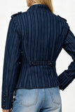 Striped Double-Breasted Denim Jacket