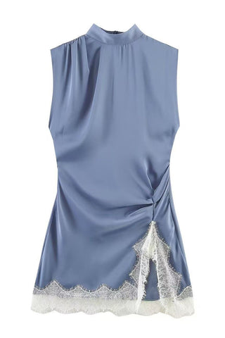 Sleeveless High-Neck Casual Dress