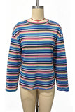 Striped Crew Neck Long Sleeve Knit Top