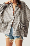 Plaid Smocked Pocket Long Sleeve Shirt