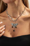 Layered Chain Moth Pendant Necklace