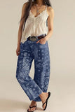 Paisley Print Wide Leg Casual Pants
