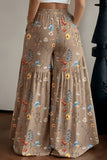 Floral Print Tiered Wide-Leg Pants