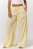 Striped Drawstring Wide-Leg Casual Pants