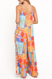 Abstract Print Spaghetti Strap Wide-Leg Jumpsuit