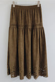 Smocked Waist Hollow-Out Midi Skirt