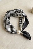 Paisley Print Satin Scarf with Pearl Ring