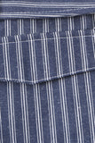 Striped Double-Breasted Cap Sleeve Short Set