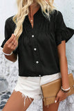 Button-Up Ruffled Sleeve Blouse