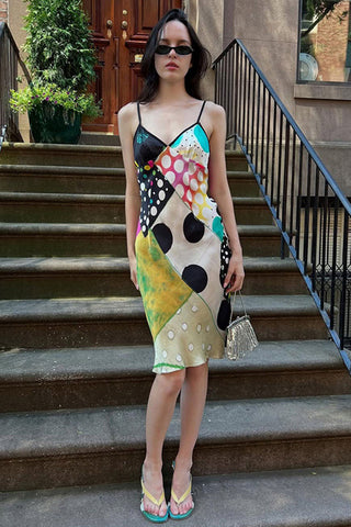 Polka Dot Print Spaghetti Strap Slip Dress