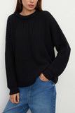 Textured Knit Crew Neck Oversized Sweater