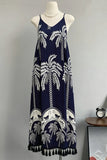 Flowing Palm Print Vacation Dress