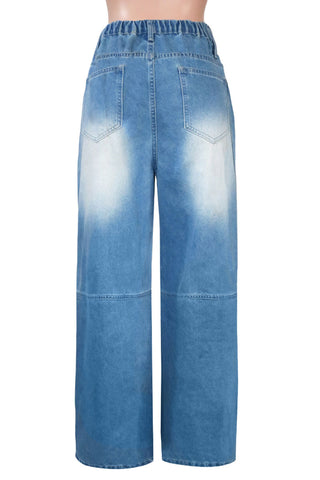 Distressed High-Waist Wide Leg Jeans
