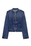 Zip-Front Cropped Denim Jacket