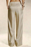 Satin High-Waist Wide-Leg Casual Pants