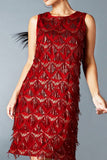 Sequin Fringe Sleeveless Shift Casual Dress
