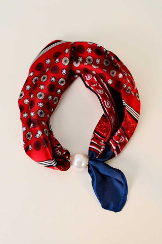Paisley Print Pearl Buckle Neck Scarf