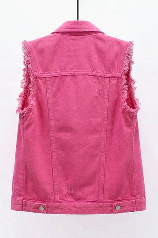 Sleeveless Collared Button-Front Vest