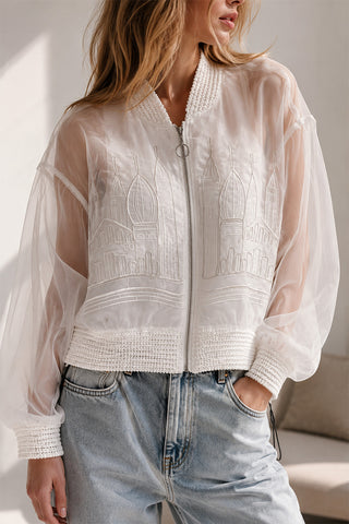 Sheer Castle Detail Bomber Jacket