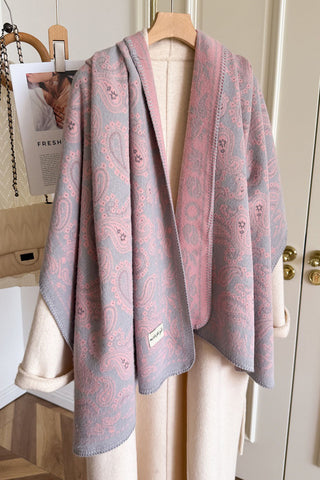 Paisley Knit Open-Front Shawl