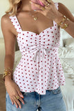 Polka Dot Sweetheart Neck Ruched Tank