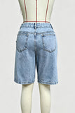 Asymmetrical Hem Denim Shorts