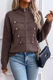 Zip-Front Mock Neck Knit Cardigan