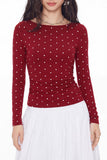 Polka Dot Long Sleeve Tie Back Blouse