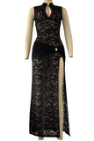 Elegant Lace Slit Maxi Dress
