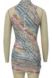 High-Neck Zigzag Casual Dress