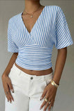 Striped Wrap-Front T-Shirt