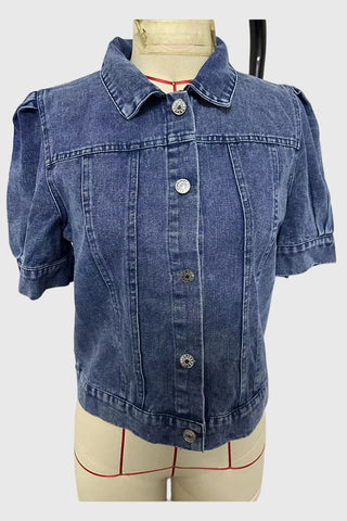 Puff Sleeve Crop Denim Jacket