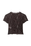 Sheer Floral Lace Short Sleeve T-Shirt