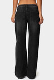 Studded Wide-Leg Straight Jeans