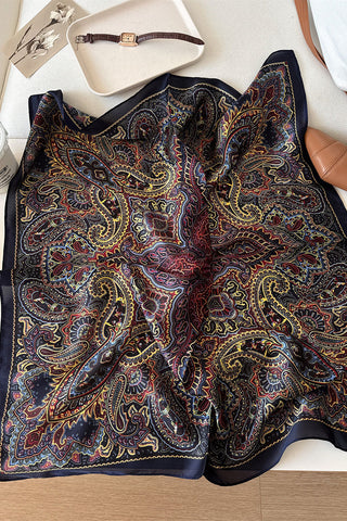 Paisley Print Satin Square Scarf