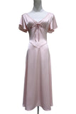Lace Trim Flutter Sleeve V-Neck Midi Dress