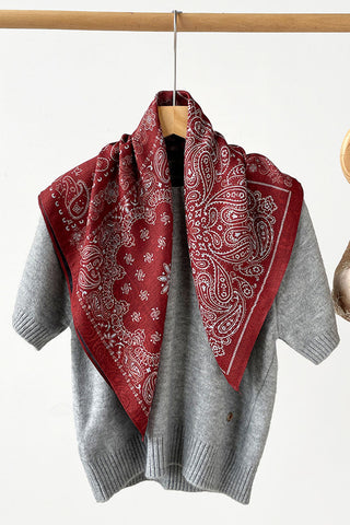 Paisley and Polka Dot Print Square Scarf