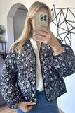 Floral Quilted Contrast Trim Jacket