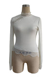 Lace Mock Neck Bell Sleeve Top