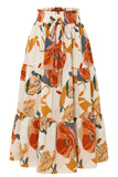 Tiered Drawstring Floral Maxi Skirt