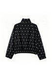 Polka Dot Stand Collar Zip-Up Jacket