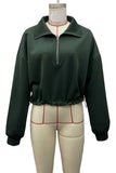 Zipper Collar Crop Sweatshirt