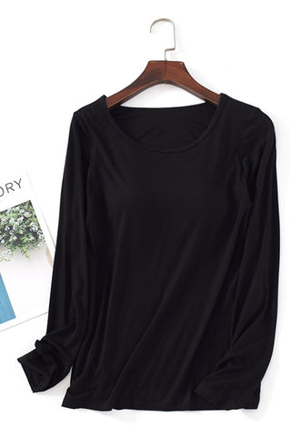 Long Sleeve Scoop Neck Bra Top
