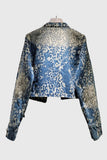 Leopard Print Military Button Denim Jacket
