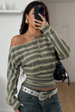 Striped Off-Shoulder Knit Top