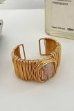 Wire-Wrapped Spiral Gem Cuff Bracelet